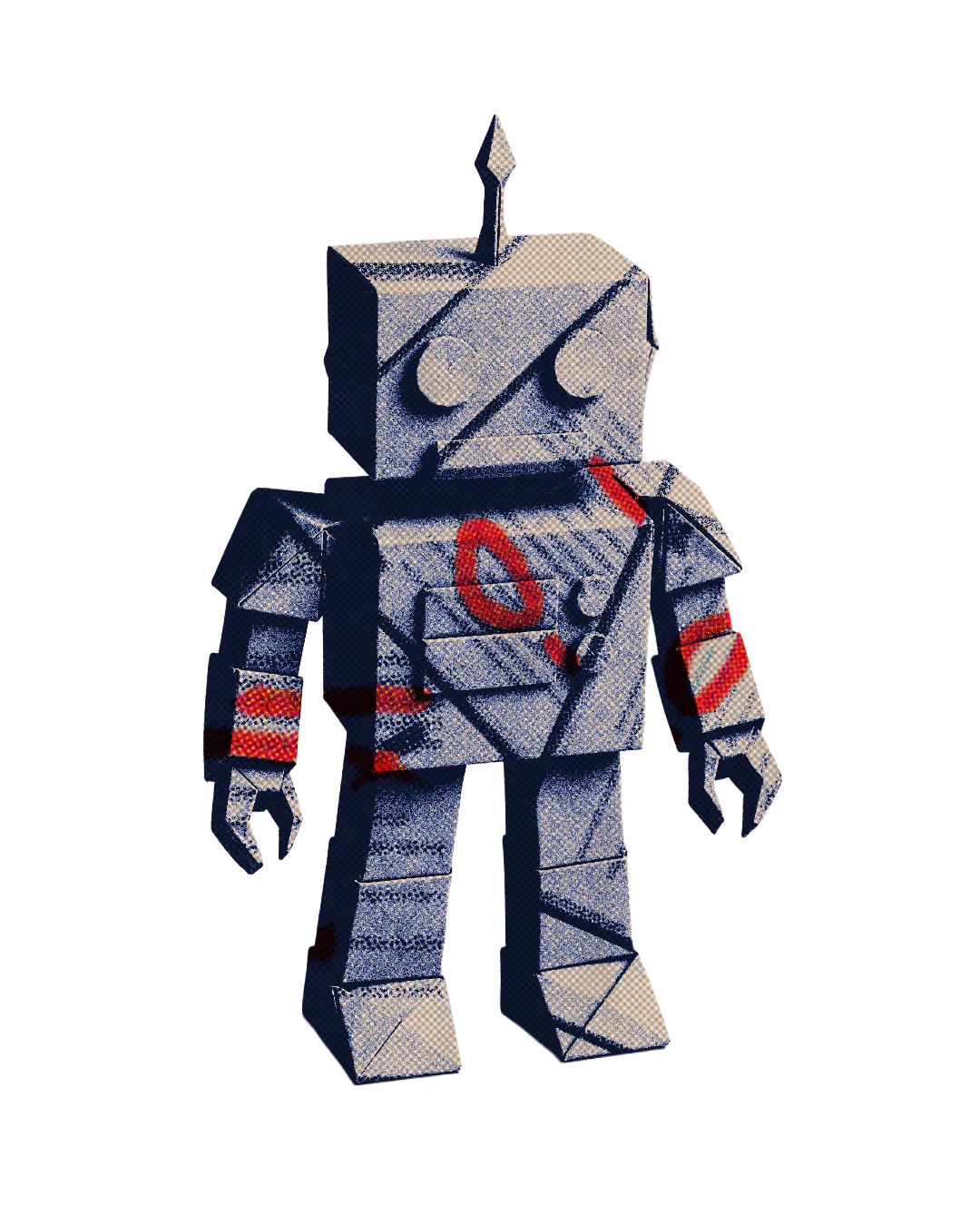 Ilustração de um robô feito de papel