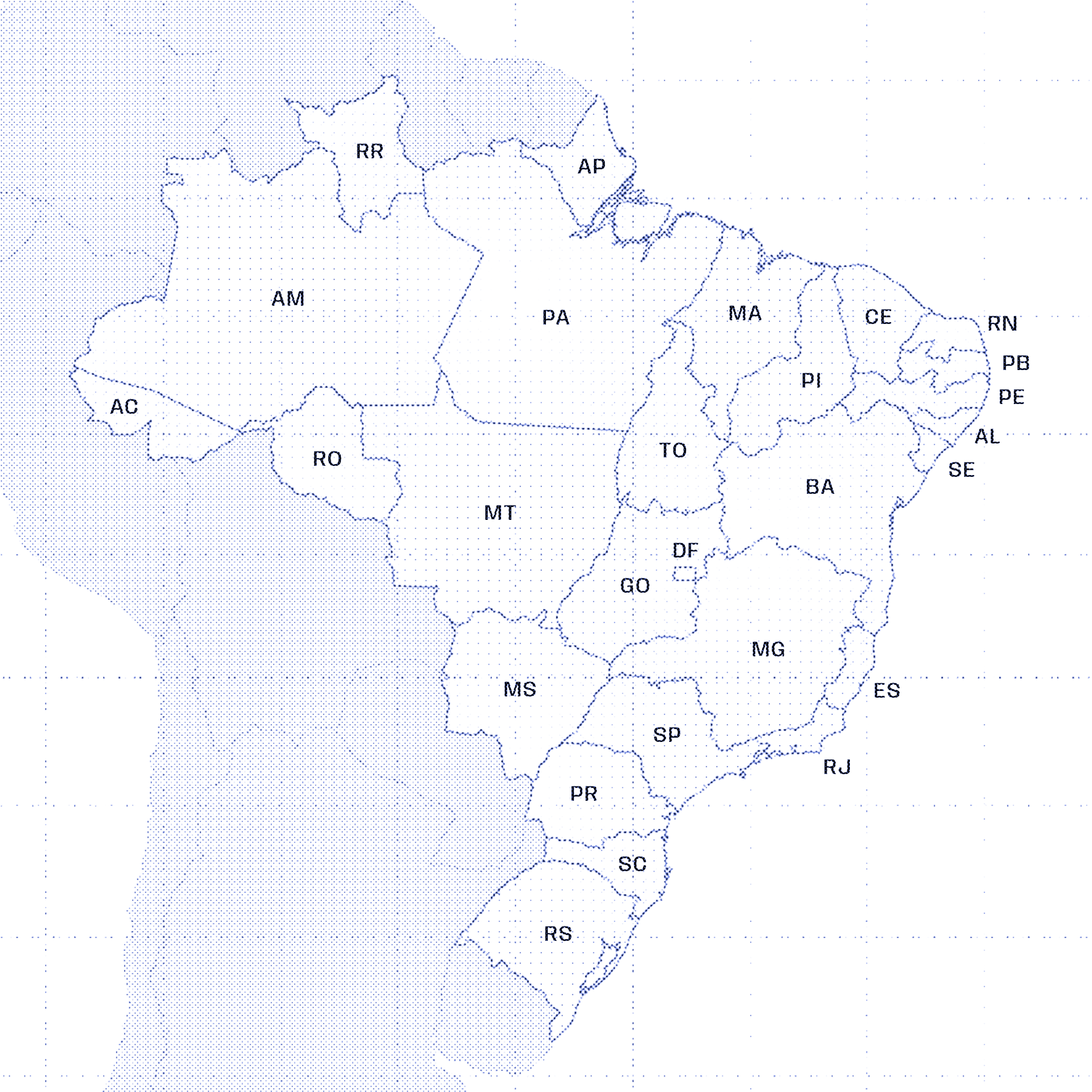 Mapa do Brasil com siglas das 27 unidades federativas